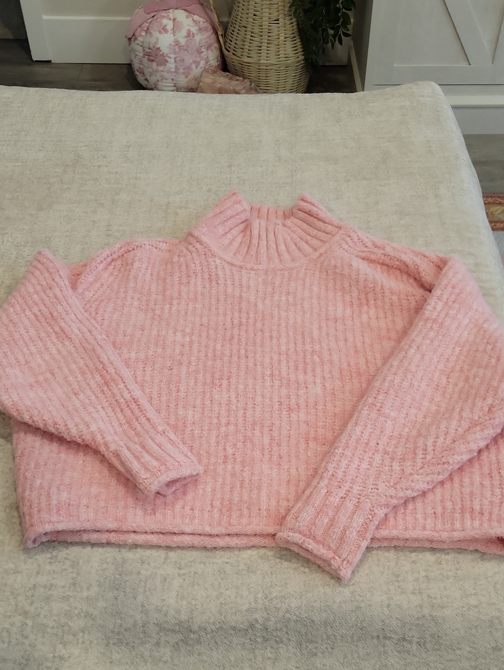 Pilcro By Anthropologue: Pink Turtleneck, Boxy Style, Size XXS, Good Condition